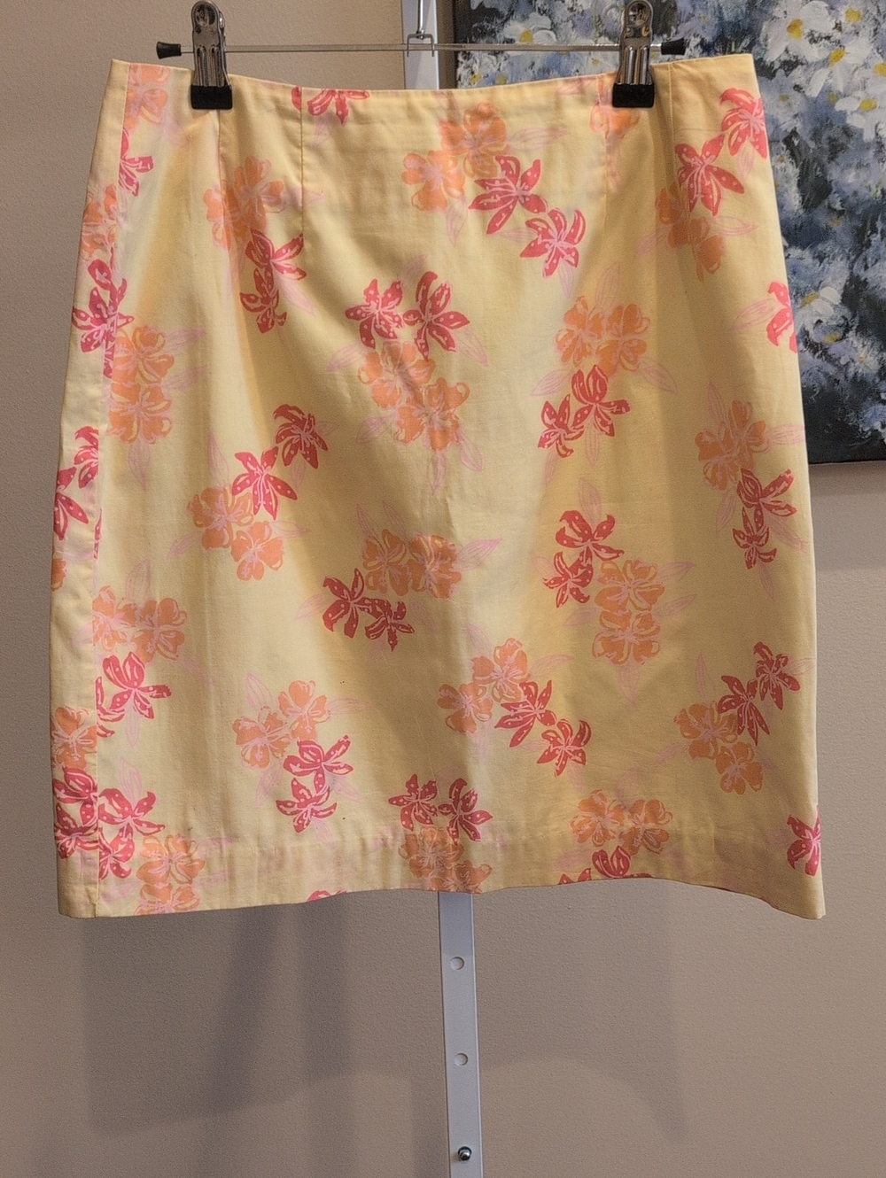 Lilly Pulitzer Yellow Floral A-Line Skirt with Pink & Orange Flowers